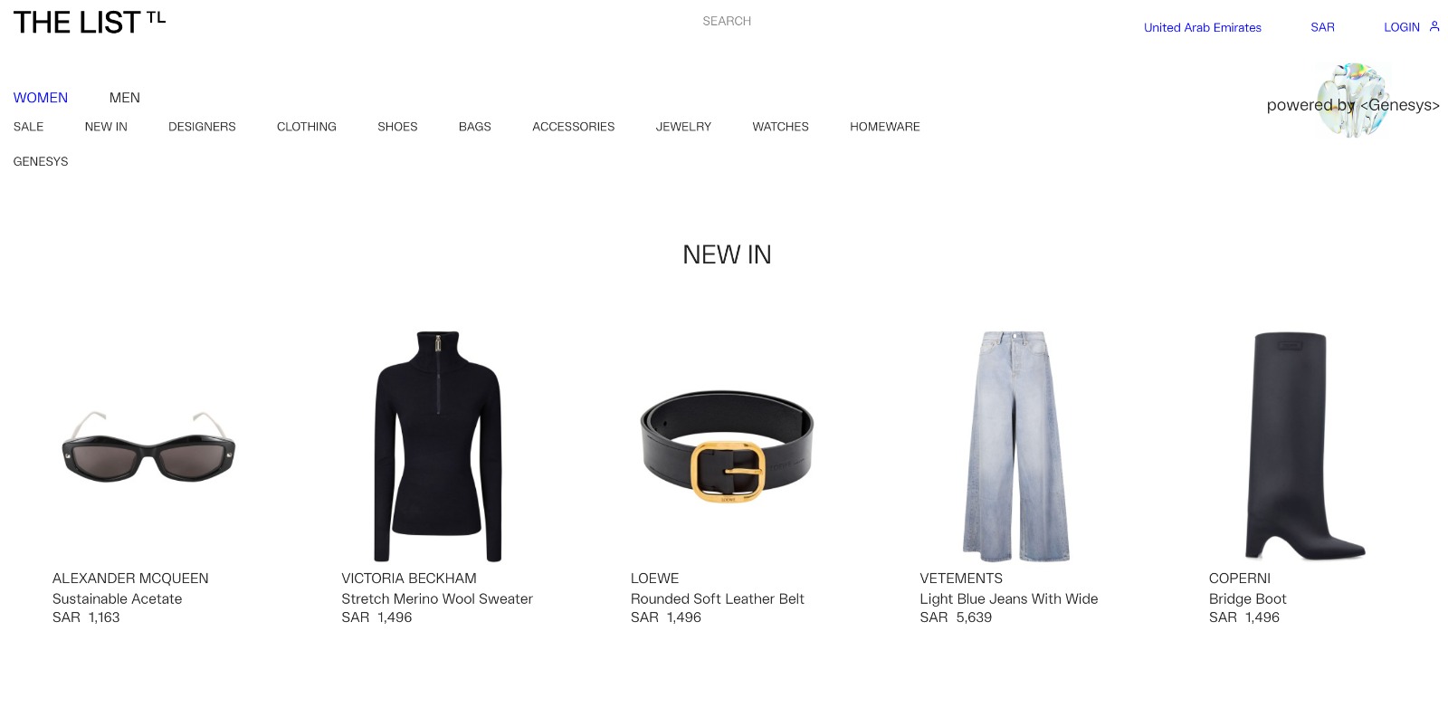 THE LIST homepage, New In edit